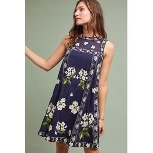 Anthropologie Maeve Rosa Embroidered Swing Dress